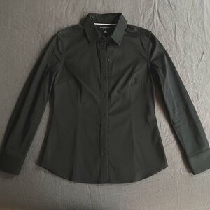 Banana Republic Cotton Women's Black Button-Up Shirt